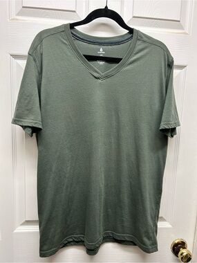 Essentials Men’s V-Neck Short Sleeve Shirt - Olive Green